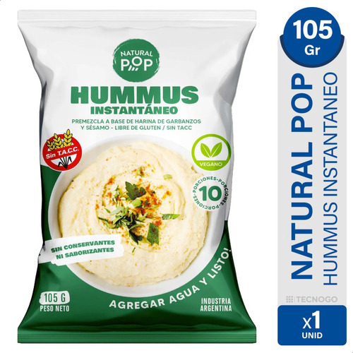 Hummus Instantaneo Natural Pop - Libre De Gluten Sin Tacc