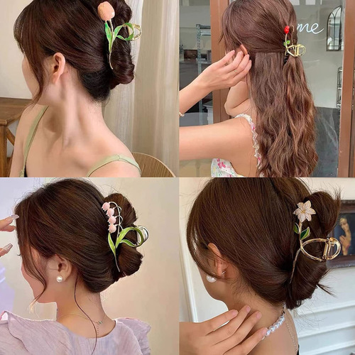Pinzas Para El Cabello Con Flores, Pinzas Para El Cabello