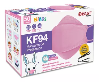 Cubrebocas Kf94 Infantil Mascarilla Niños 50 Cubre Boca Niña Color Rosa 50 pz