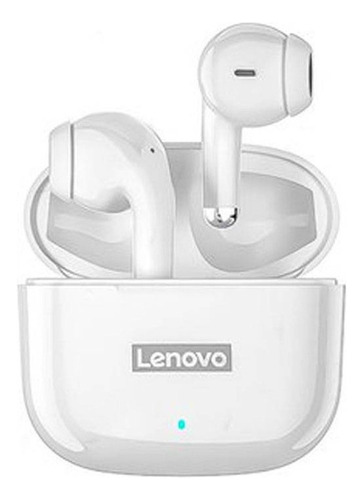 Fone De Ouvido Bluetooth Lp40 Pro Lenovo ThinkPlus Cor Branco Luz Azul-celeste