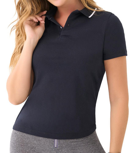 Camiseta Polo Laura Negro Para Mujer Croydon