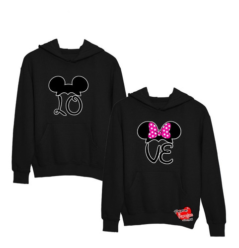 Sudaderas De Parejas Love Mickey Minnie Dúo Orejas Novios