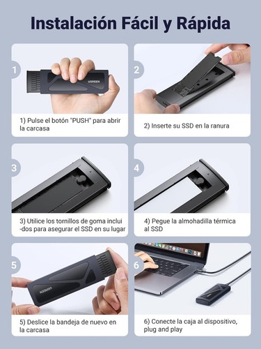 Enclosure Rack Case M.2 M2 Memoria Nvme Ssd Usb 3.2 Ugreen