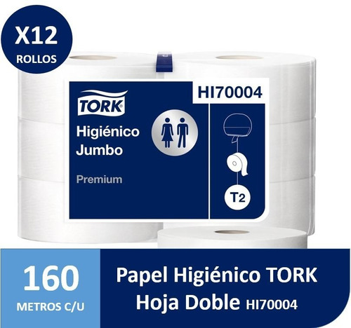 Papel Higiénico Rollo Jumbo Tork Doble Hoja 12 X 160 Metros