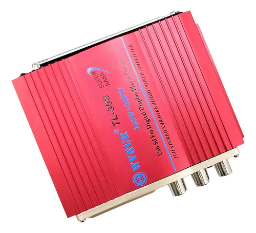 Minimódulo amplificador Teli Tl-308, función karaoke, 20 W Rms, color rojo, potencia de salida Rms 20 W