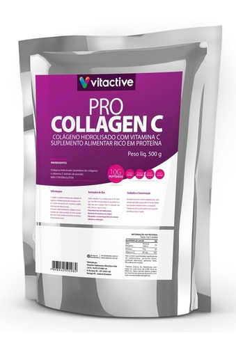 Colágeno Hidrolisado Com Vitamina C 500 G - Pro-collagen C