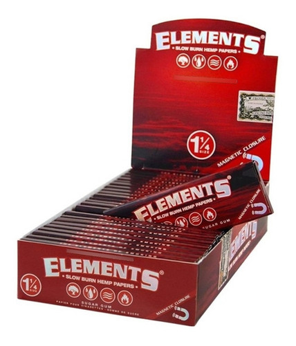 Caja Seda Elements Red X 25 Unidades Con Cierre Imantado 