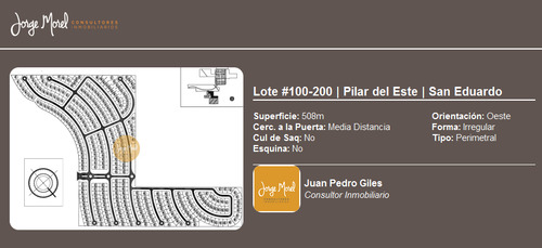 Lote Perimetral #100-200 - Pilar Del Este - San Eduardo - 508m2 #id 8263