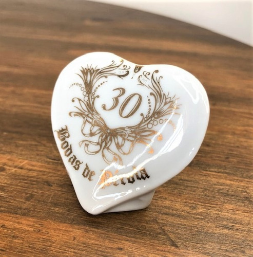 Imagem 5 de 5 de Kit 5 Lembrancinha Coração Bodas Pérola 30 Anos De Casamento