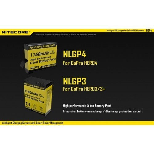 Carregador Usb Inteligente Nitecore Ugp4 P/ Gopro Hero 4 E 3