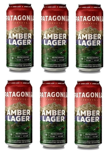 Kit C/ 6 Cerveja Argentina Patagônia Amber Lager 473 Ml C333