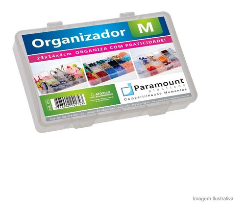 Caixa Organizadora Média 23x14x4cm Translucido Paramount Plásticos Paramount