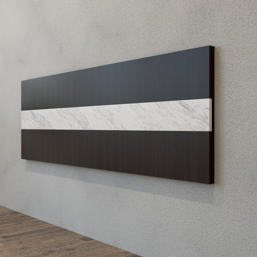 Cabecera Matrimonial De Pared Minimalista Bicolor Carrara Color Chocolate Texturizado /carrara