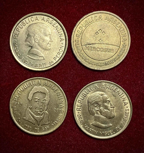 Lote X4 Monedas Conmemorativas Argentinas 50 Centavos Oferta