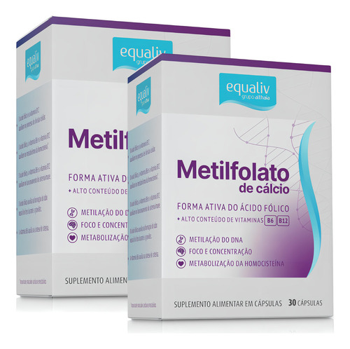 Kit 2 Metilfolato De Cálcio 400mcg 30 Cápsulas - Equaliv