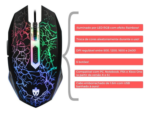 Mouse Gamer Barato + Mouse Pad Gamer Speed 250x210mm Brinde