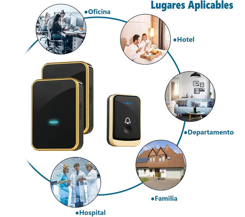 Timbre Inalámbrico Impermeables Exterior Con 2 Receptores
