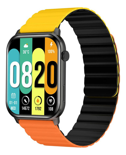 Reloj Smartwatch Kieslect Ks Calling Ip68 Bluetooth Amoled Color De La Caja Negro Color De La Malla Naranja/amarillo Color Del Bisel Negro Diseño De La Malla Magnética