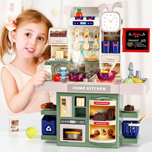 33pcs Cocinita De Juguete Con Luz Y Vapor, Cocina Infantil