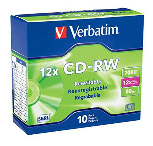 Verbatim Cd-rw 700mb 2x-12x Rewritable Media Disc - 10 Pack 