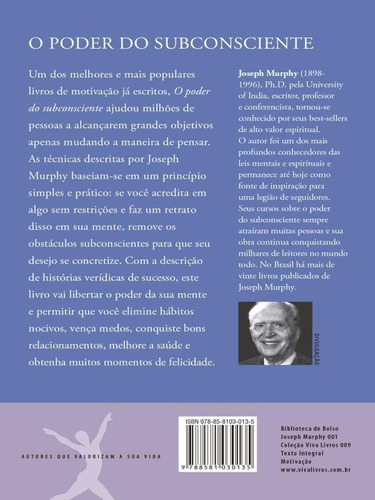O Poder Do Subconsciente (edição De Bolso), De Murphy, Joseph. Editora Viva Livros, Capa Mole, Edição 5ª Edição - 2012 Em Português