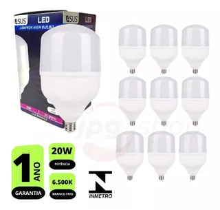 Kit 10x Lâmpadas Led Bulbo 20w Branca Fria 6.500k E27