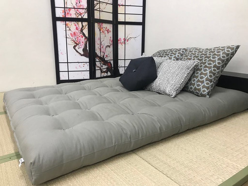 Cama Shikifuton Japones (1,90x70) Cor Cinza