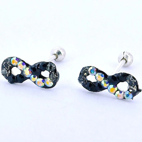 Aretes De Infinito De Plata Con Cristal