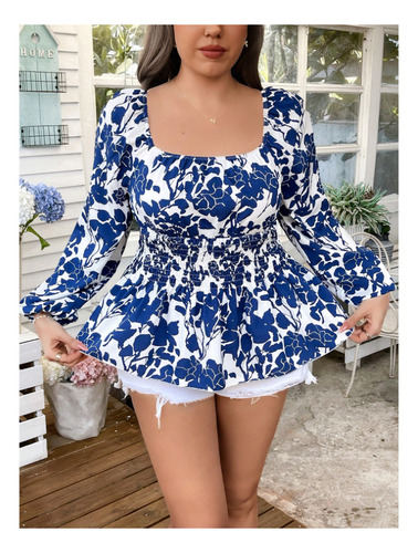 Blusa Peplum Estampada Tallas Extra Envo Incluido