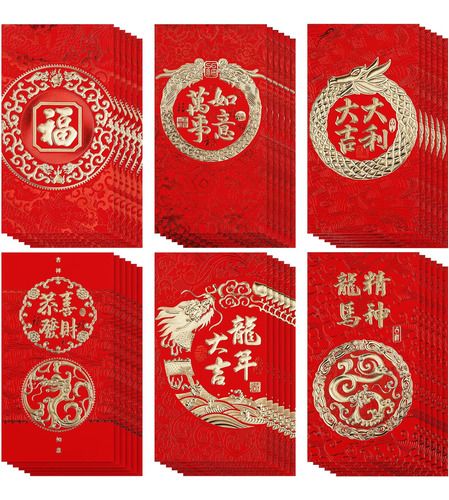 36 Sobres Rojos Chinos, Sobres Rojos De Año Nuevo Chino 2024