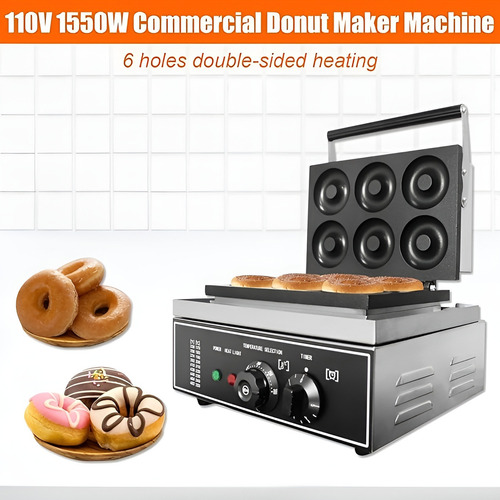 Maquina Mini Donuts Maquina De Donuts Maquina 6 Donas 1550w Color Plateado
