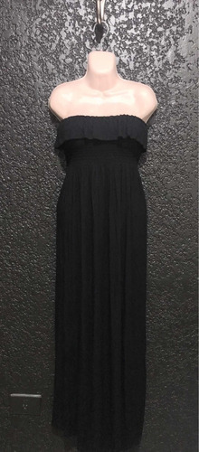 Vestido Strapless Largo Color Negro. Marca 21. Talla/m.