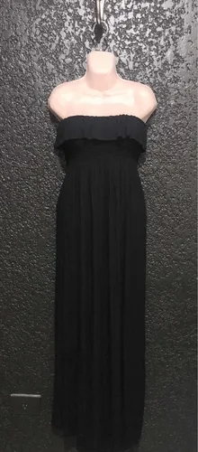 Vestido negro strapless largo sale