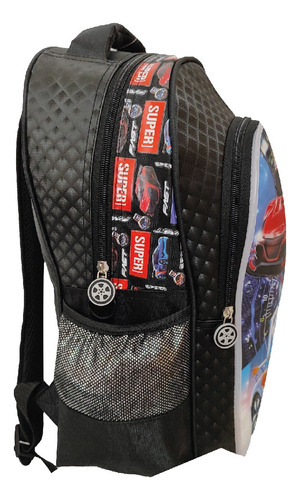 Set Escolar Tr Car08 Carro Mochila, Lonchera Y Lapicera Tr Color Negro Diseño De La Tela Poliéster