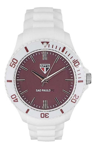 Relógio Masculino São Paulo Sport Bel Spfc-001-2 Branco Cor do fundo Vermelho