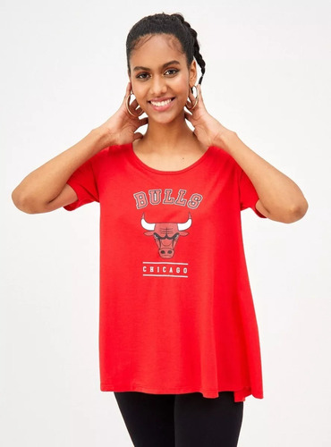Polera Nba Chicago Bulls Roja Original Mujer