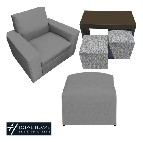 Butaca Poltrona + Mesa + 2 Puff + Isla - Living Sillon Sofa