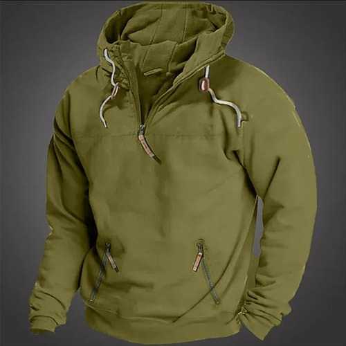 Hombre Con Capucha Color Sólido Deporte Casual Loose Hoodies