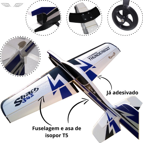 Aeromodelo Elétrico Acrobático Sbach Isopor T5 Perfilado 95cm Horizon Com Linkagem Trem De Pouso Cor Azul