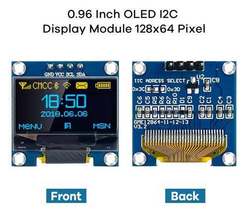 6 Pcs 0.96'' Oled I2c Pantalla 128x64 Para Arduino