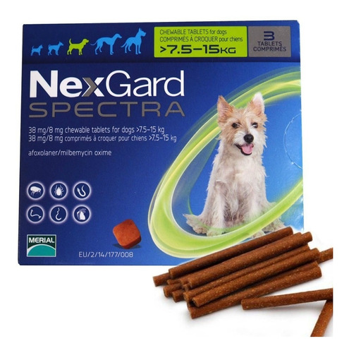 Nexgard Spectra 7.5 A 15 Kg Antiparásito Interno Y Externo