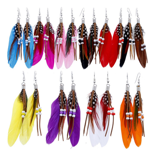 Dsv Pendiente Colgante, Pendientes De Plumas, Borla Larga,