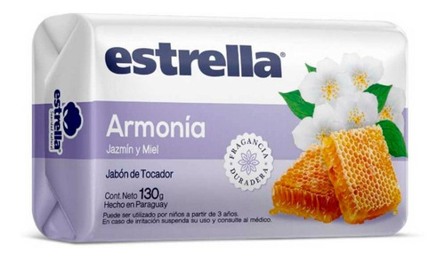 Estrella Jabon En Barra Armonia Jazmin & Miel 3 X 130 Gr