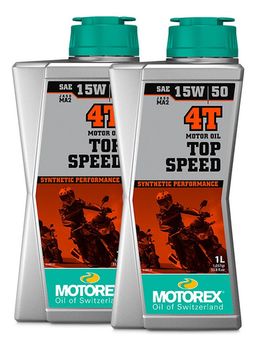 Óleo Motorex Top Speed 4t 15w50 100% Sint. Kit 2 Unidades