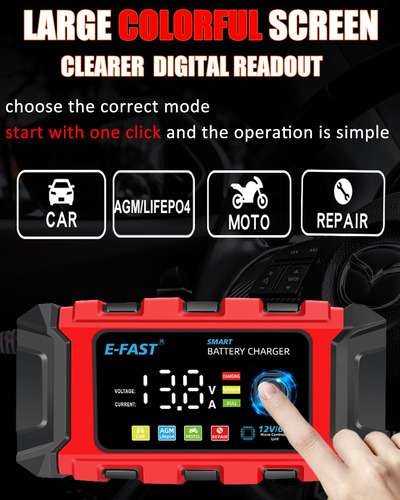 Cargador Batería 6a/12v Lifepo4 Plomo Ácido Automóvil Goteo