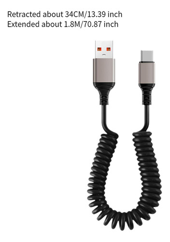 2 Uds Cable Cargador En Espiral Usb C Cable De Carga Rápida