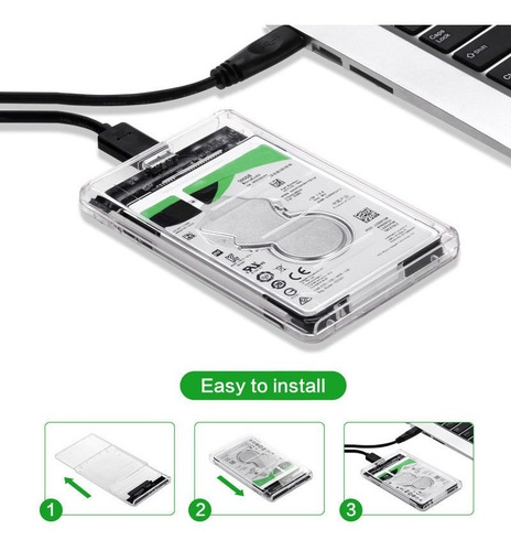 Imagen 6 de 9 de Caja Externa Disco Duro Externo 2.5 Usb 3.0 Transparente