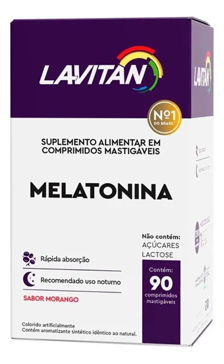 Lavitan Melatonina 90 Comprimidos Mastigáveis Morango