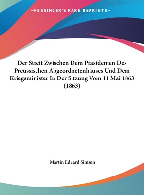 Libro Der Streit Zwischen Dem Prasidenten Des Preussische...