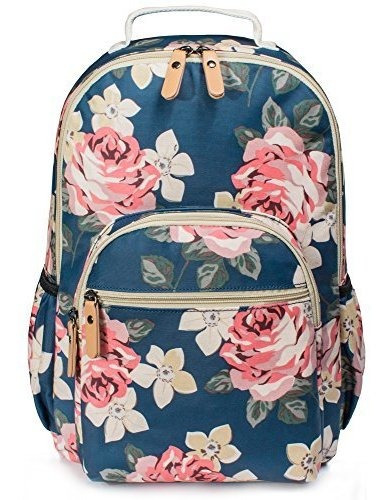 H Hikker-link Floral Mochila De La Mujer, Escuela Portátil U